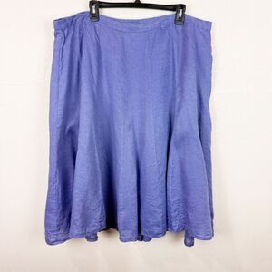 J. Jill Purple Linen Full Circle A Line Pleated Skirt Plus Size 2X